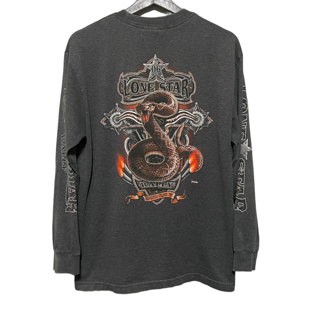 Vintage Lone Star Texas Bike Rally Longsleeve Shirt Grey/Black Men’s Medium